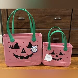 Pair of Bogg Bags Pink Bogg O' Lantern Limited Edition Halloween Totes